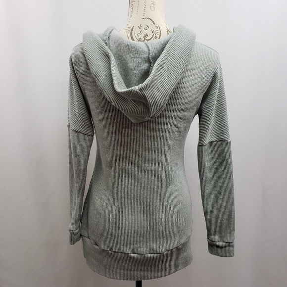 Allegra K V-Neck Waffle Knit Fleece Lined Top Sm - Picture 6 of 8